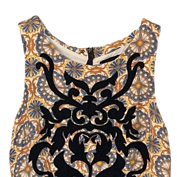 Vanessa Virginia Anthropology Embroidered Linen Owen Floral Shift Dress 6P - Picture 2 of 10